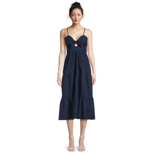Time and Tru Women's Sleeveless Tie Bodice Midi Dress - Walmart.com | Walmart (US)