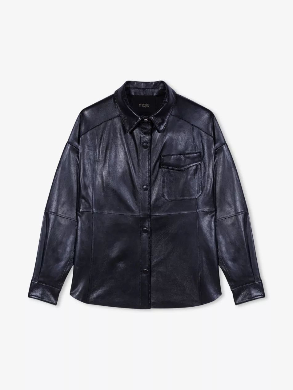 Patch-pocket leather shirt | Selfridges