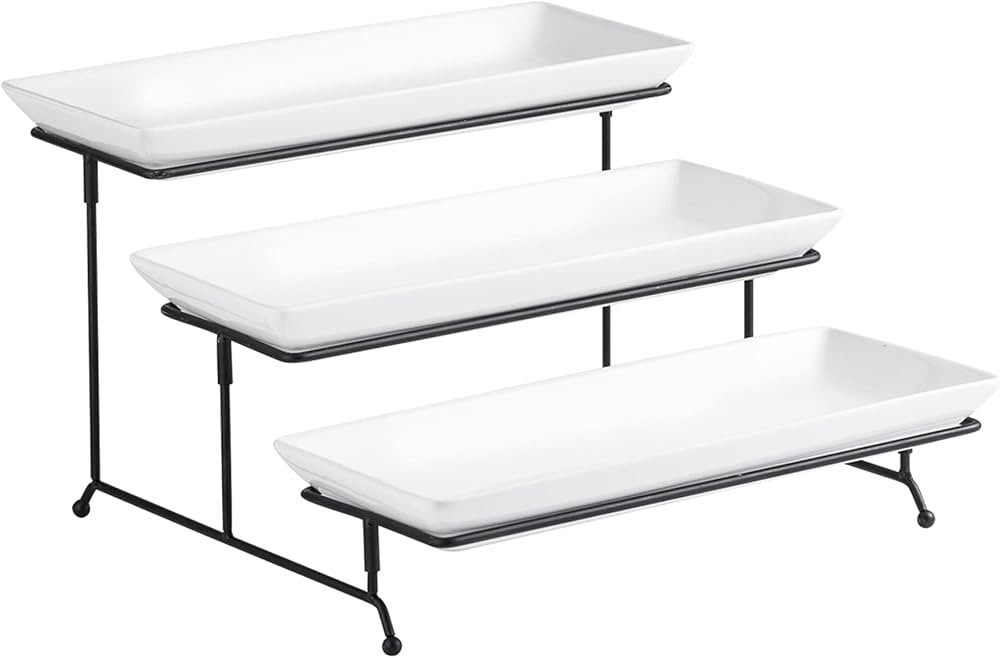 Gomakren 3 Tier Serving Trays Stand Porcelain Serving Platters 12 Inch White Serving Plates Dinne... | Amazon (US)