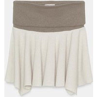 Zara - Contrast Rustic Mini Skirt - Ecru / Beige - S - Woman | Zara UK