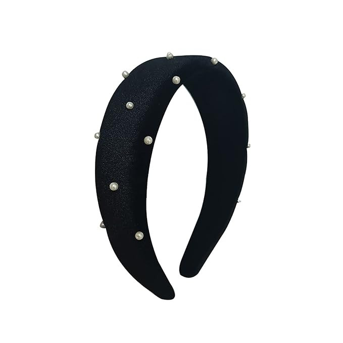 TMXAOK Velvet Pearl Headband Fashion Padded Wide Hairbands Vintage Sponge Hair Hoops Headwear for... | Amazon (US)