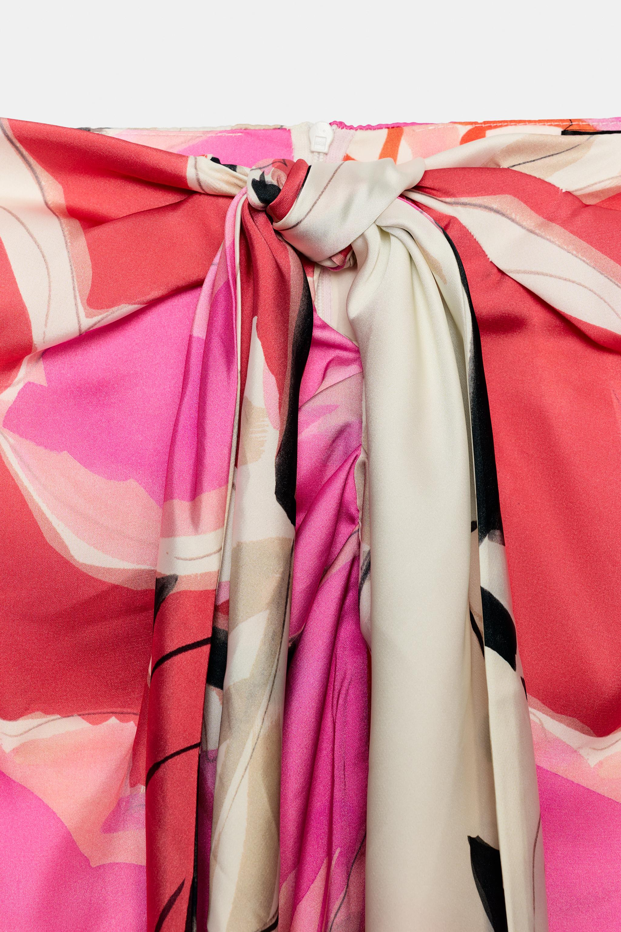 PRINTED KNOTTED MIDI SKIRT | Zara US