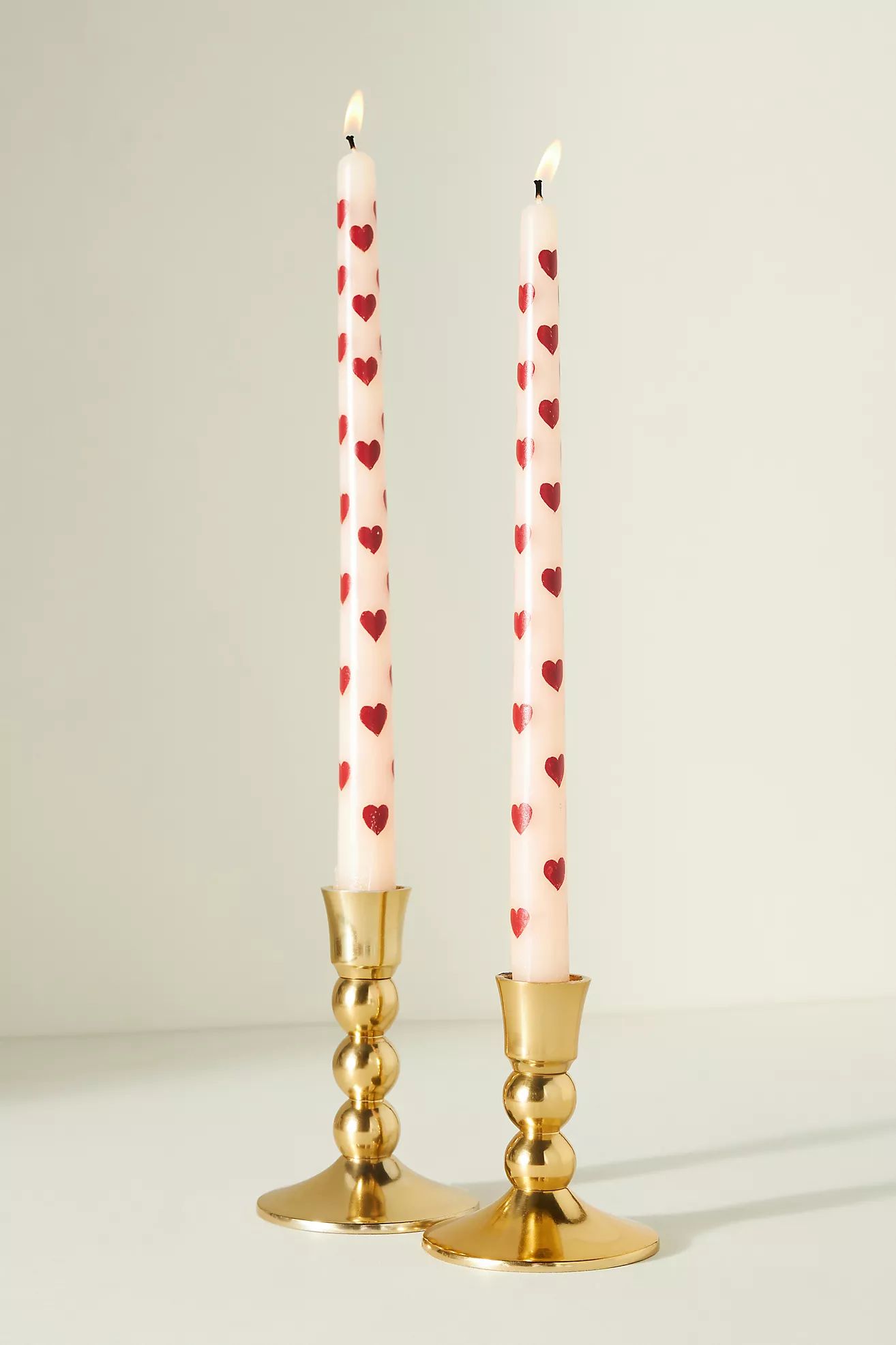 Handpainted Heart Taper Candles, Set of 2 | Anthropologie (US)