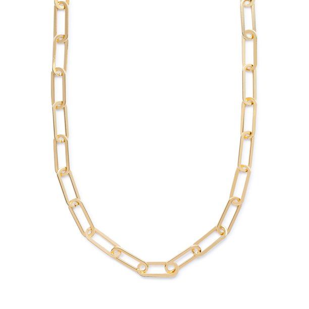 Scoop Brass 14KT Gold Flash Plated Paper Clip Link Chain Necklace - Walmart.com | Walmart (US)