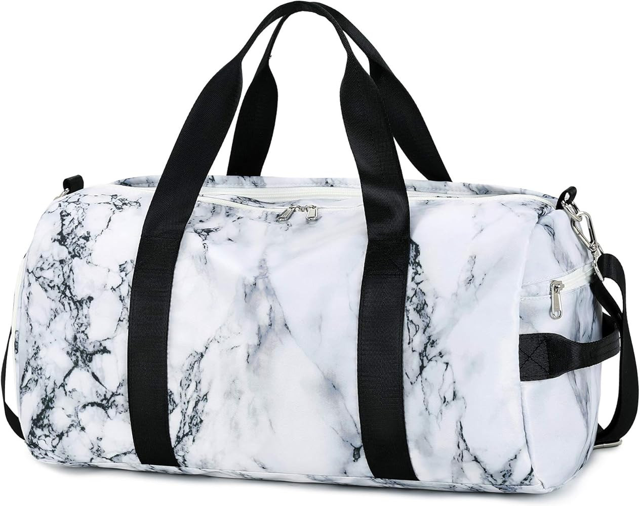Sport Gym Duffle Travel Bag for Men Women Duffel with Shoe Compartment, Wet Pocket (Marble-White) | Amazon (US)
