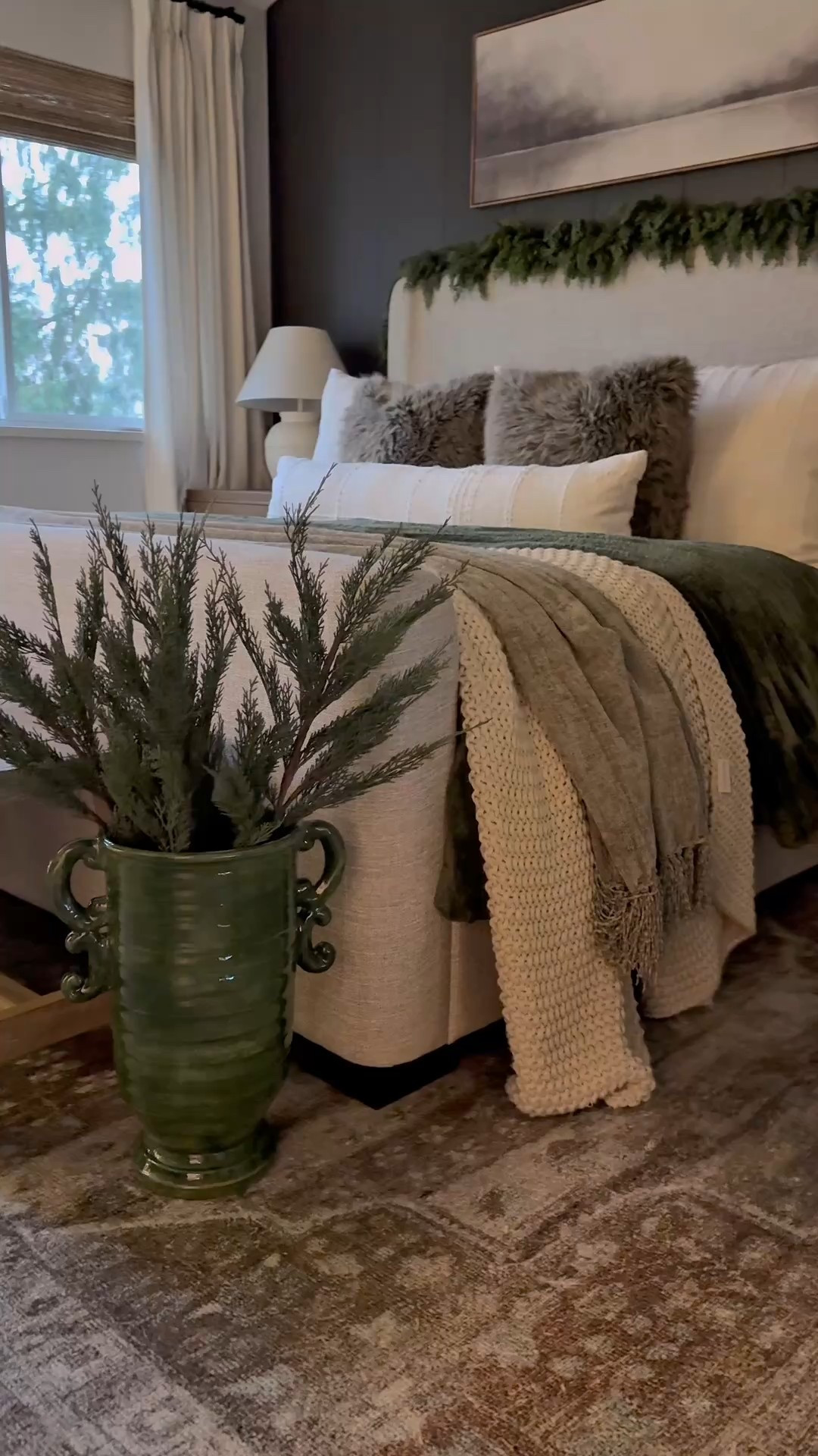 Winter bedroom..cozy, warm, inviting. 
A Christmas tree and some garland for the holiday season..but everything else will stay through the winter. Layers of cozy and comfy! 
Primary bedroom inspo 
Modern organic 

#LTKHome #LTKSeasonal