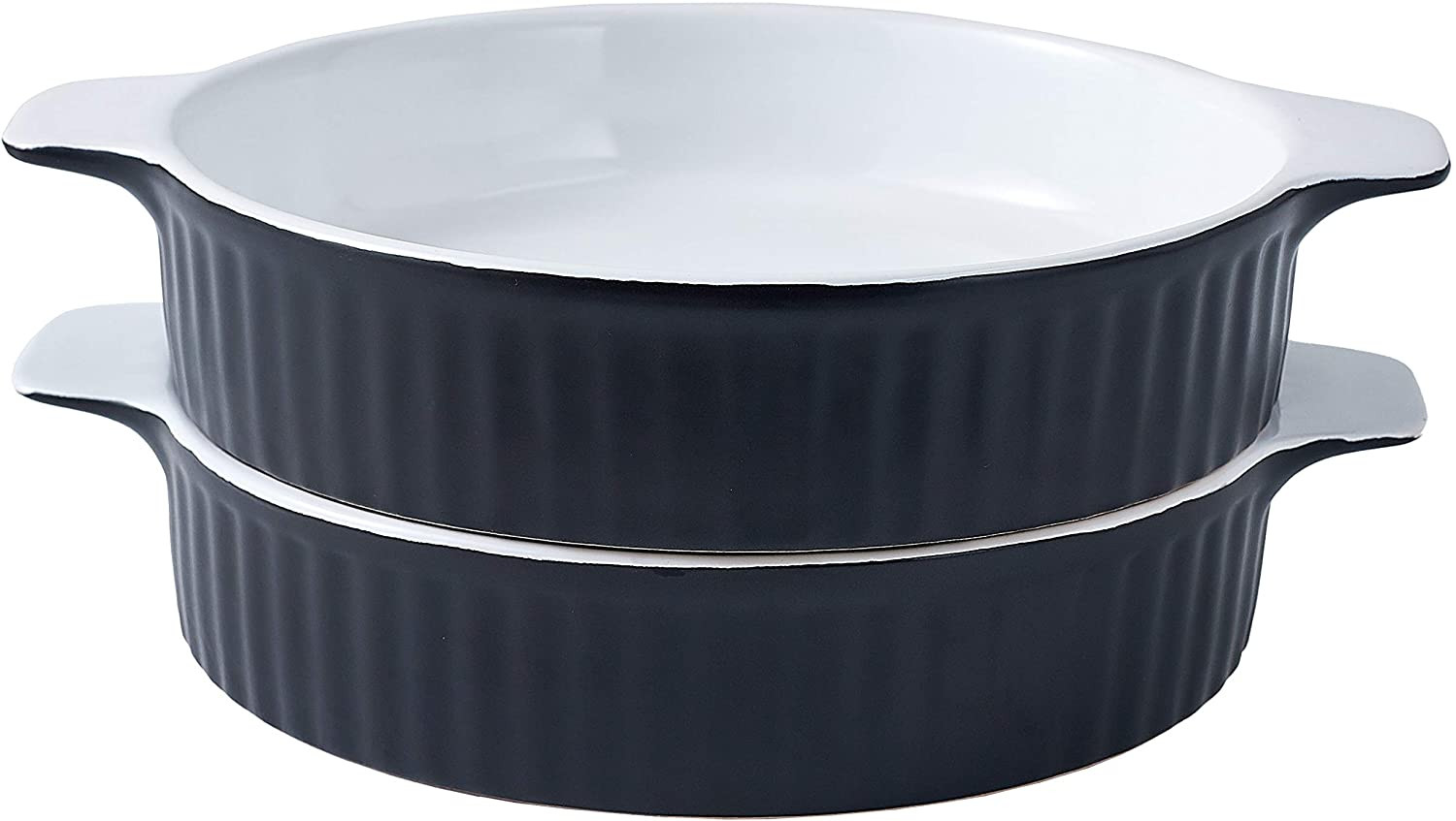 Bruntmor Ceramic Large Soup Crocks With Handle Set of 4 Serving Bowls 24OZ, Black Multi Color - W... | Walmart (US)