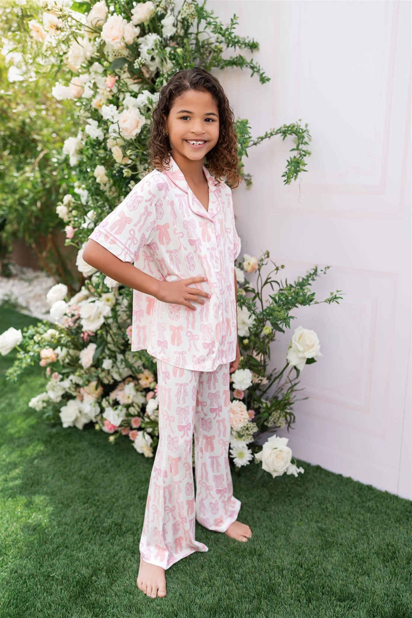 Spring Floral Bows Button Up Flare Set | In My Jammers