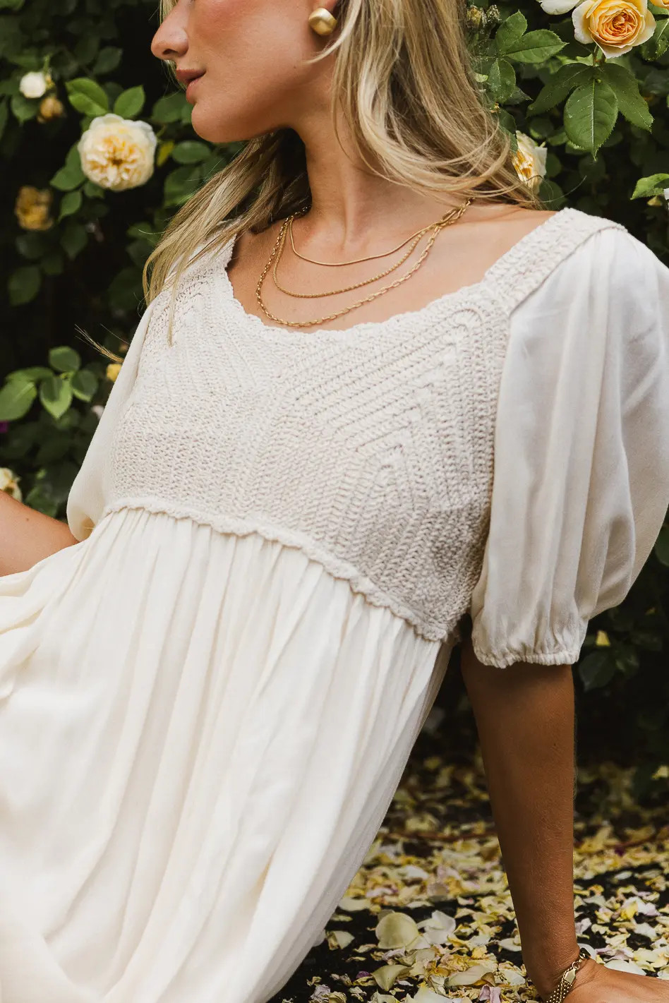 Nina Crocheted Midi Dress in Natural | Böhme US