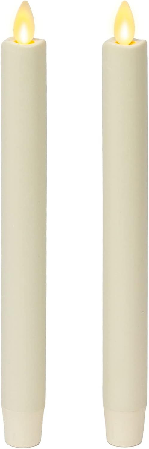 Luminara Set of 2 Moving Flame LED Taper (1x9.75), Flameless Candle, Melted Edge, Smooth Wax, Unscented (White) | Amazon (US)