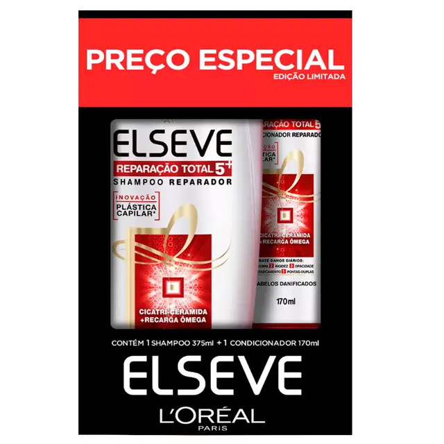 Kit Elseve Reparação Total 5 Shampoo 375ml + Condicionador 170ml | Droga Raia | DrogaRaia (BR)
