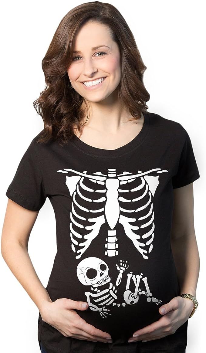 Crazy Dog T-Shirts Maternity Skeleton Baby T Shirt Funny Cute Pregnancy Halloween Tee Announcemen... | Amazon (US)