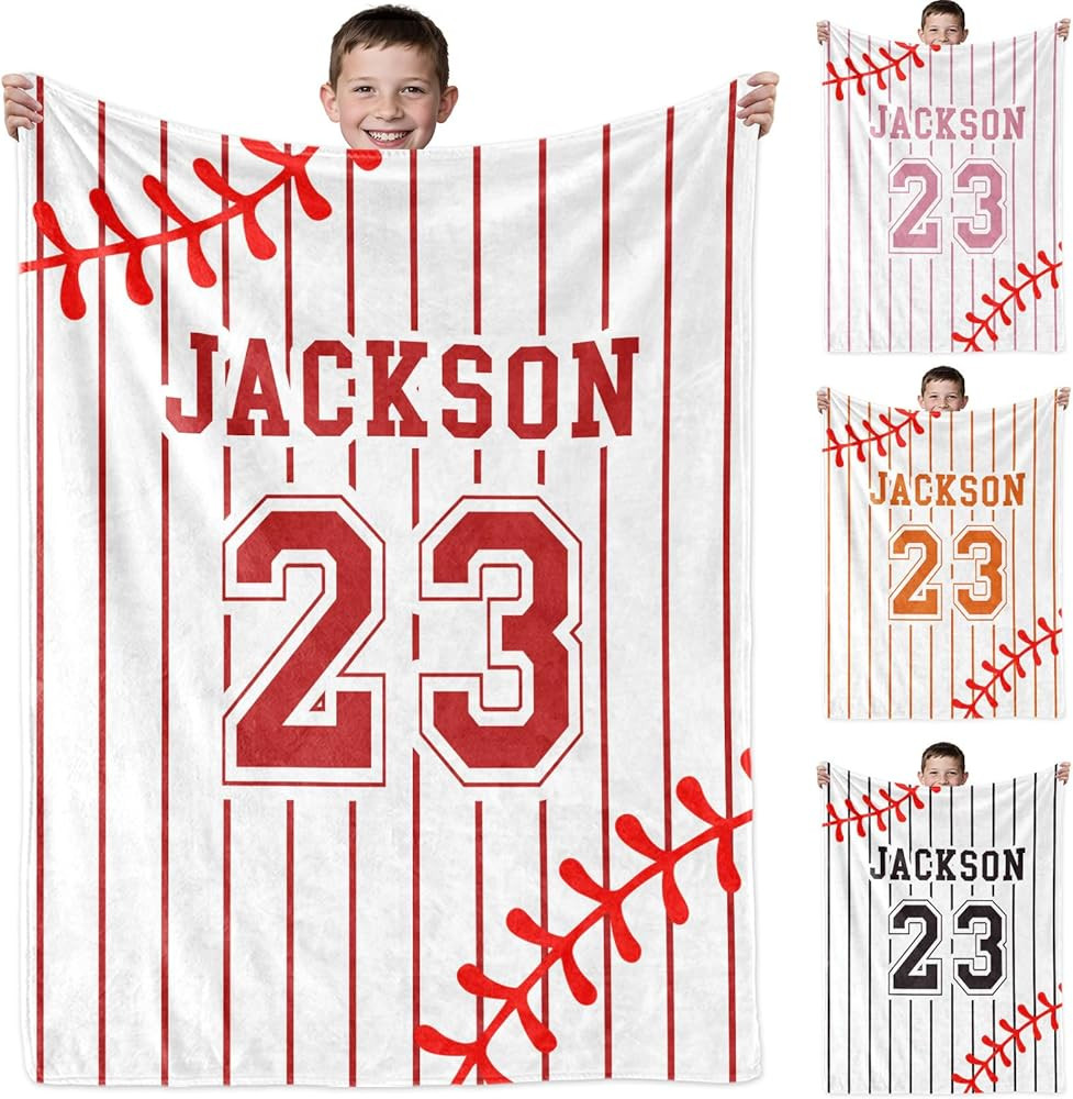 EVER2000 Personalized Baseball Blankets for Boys, Custom Flannel Soft Throw Blanket with Picture,... | Amazon (US)