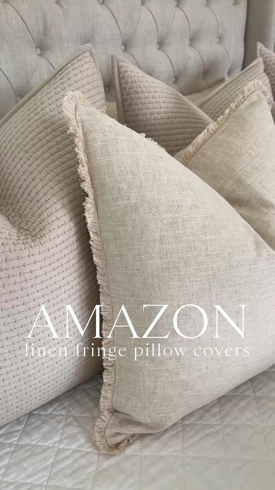 Neutral linen fringe pillows from
Amazon 👏🏻

Home decor
Bedroom
Living room 

#LTKHome #LTKSeasonal