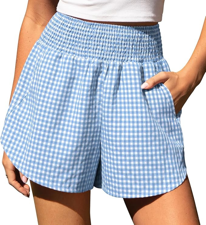 TARSE Womens Gingham Lounge Shorts High Waisted Summer Pajama Beach Casual Loose Fit Summer Short... | Amazon (US)