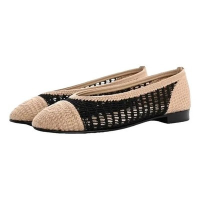 Chanel Raffia Crochet CC Cap Toe Ballet Flats Beige Black Size 36 w/ Box,Receipt | eBay | eBay US