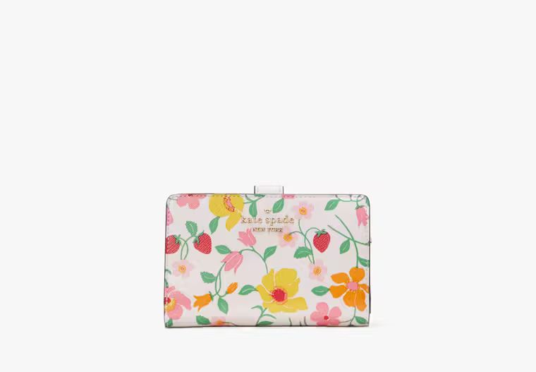 Boxed Madison Strawberry Garden Medium Compact Bifold | Kate Spade Outlet