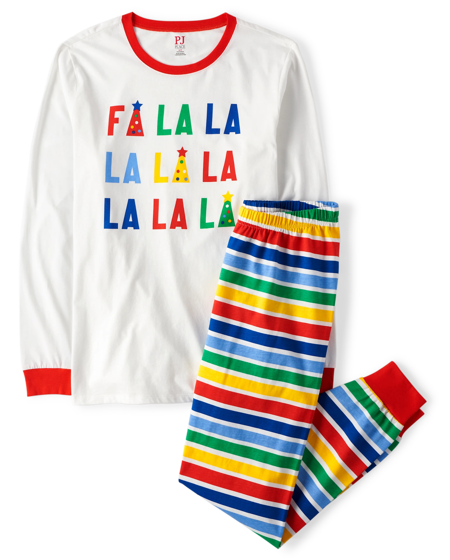 Unisex Adult Matching Family Fa La La Cotton Pajamas - china red | The Children's Place