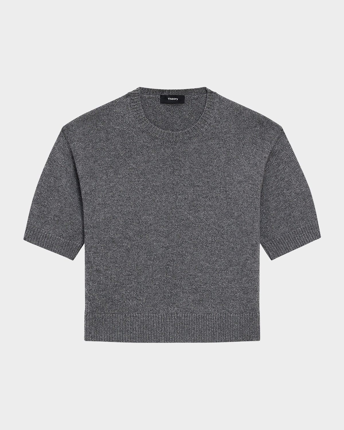 Cashmere Cropped Short-Sleeve T-Shirt | Neiman Marcus