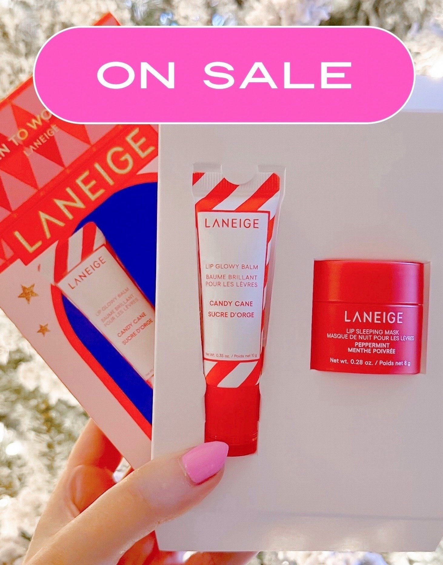 On Sale 😍 Best little lip duo for Christmas & all winter long! Great little gift, secret Santa, white elephant gift & Stocking stuffer!

Laneige Minty Lip Duo - 
❣️Full-size Lip Glowy Balm in Candy Cane
❣️Mini Lip Sleeping Mask in Peppermint

Christmas Gift. Gifts for Her. Beauty. Skincare  

#LTKGiftGuide #LTKBeauty #LTKHoliday
