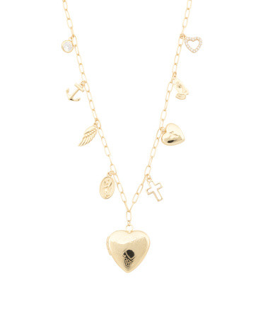 14kt Gold Plated Multi Charm Necklace | TJ Maxx