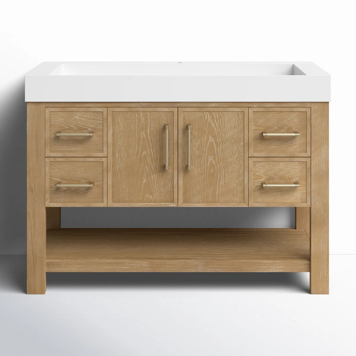 Birch Lane™ Maho 47.4" Single Bath Vanity in Brown with Integrated Stone Sink Top & Reviews | W... | Wayfair North America