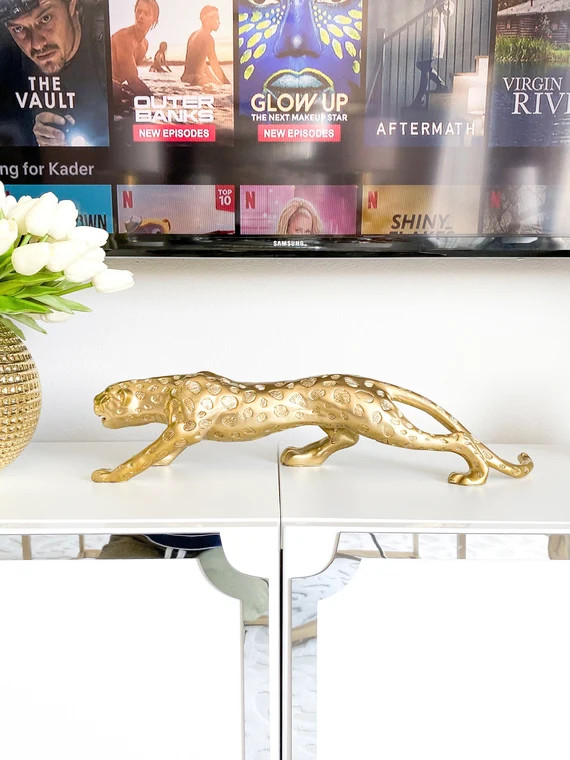 Gold Cheetah Sculpture Gold Leopard Figurine Gold Coffee | Etsy | Etsy (US)