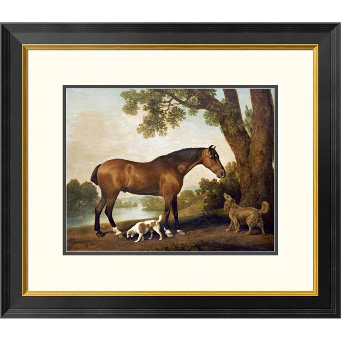 Global Gallery 'A Bay Hunter, a Springer Spaniel and a Sussex Spaniel, 1782' Picture Frame Print ... | Wayfair North America