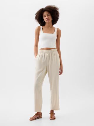 Linen-Blend Straight Pull-On Pants | Gap Factory