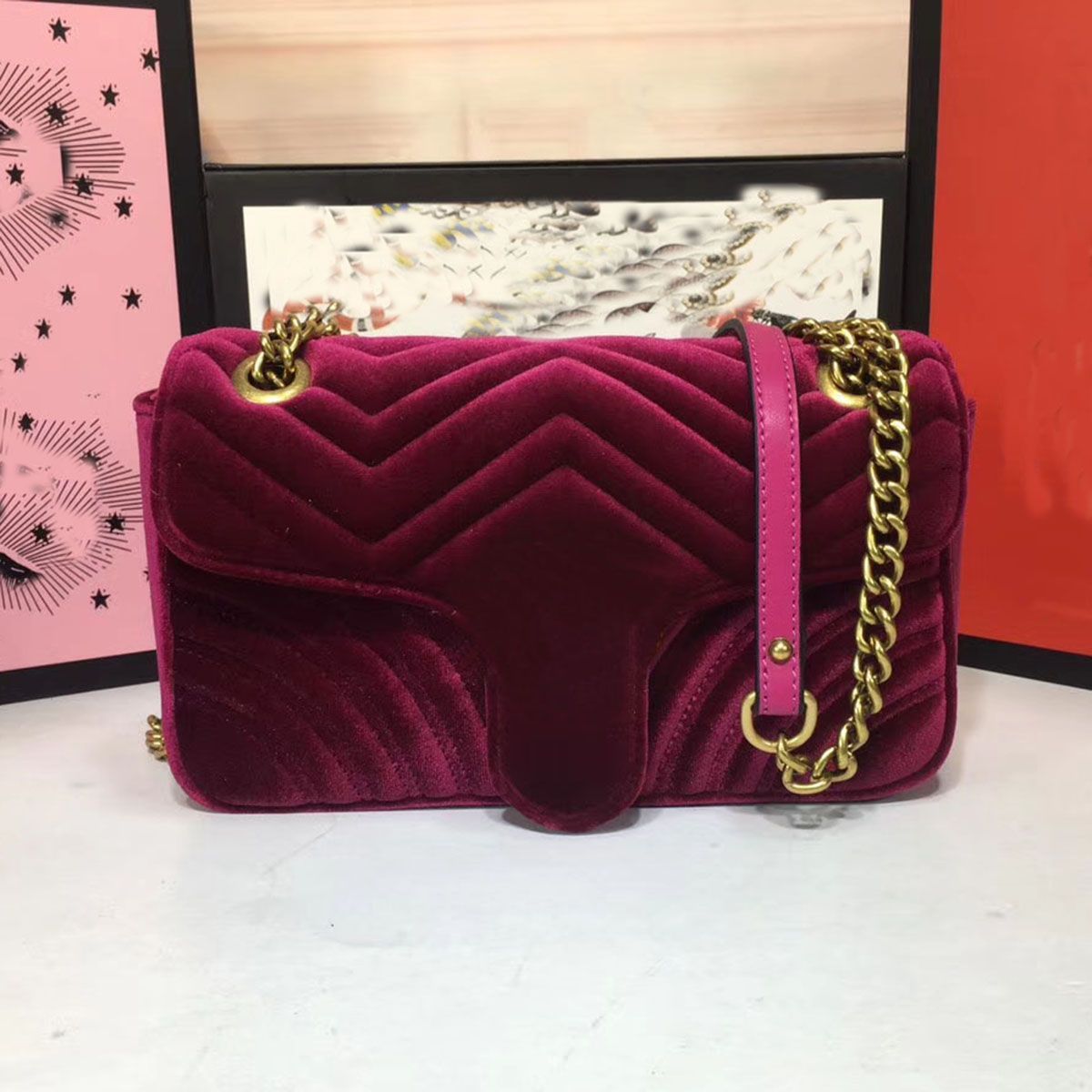 Marmont Velvet Shoulder Bag Chain Crossbody Lady Designers Laxurys Handbag 26CM From Handbag8886,... | DHGate