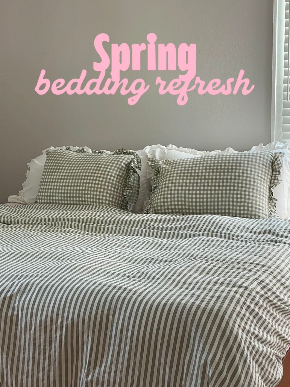New bedding for spring!! 🫶🏻🌸🛌🌟 #bedding #homedecor #springrefresh #stripedbedding #bedsheets #duvetcover #ruffles #rufflededges #cutebedding #affordablehomedecor #affordablebedding #home #homedecor 

#LTKselfcare #LTKHome #LTKdayinmylife