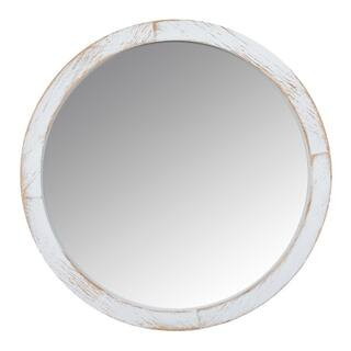 Jane 20 in. x 20 in. White Wash Wood Wall Mirror | The Home Depot