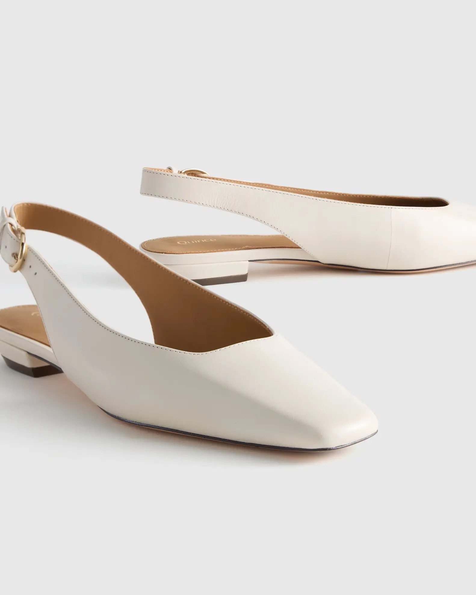 Italian Leather Slingback Flat in Bone | Quince
