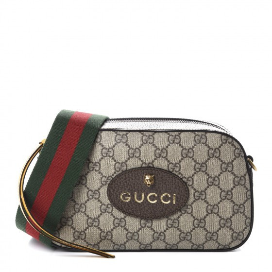 GUCCI GG Supreme Monogram Web Messenger Bag Brown Yellow | Fashionphile