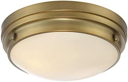 Modern 3-Light 14" Semi-Flush Ceiling Light in Natural Brass with White Frosted Glass Diffuser | Amazon (US)