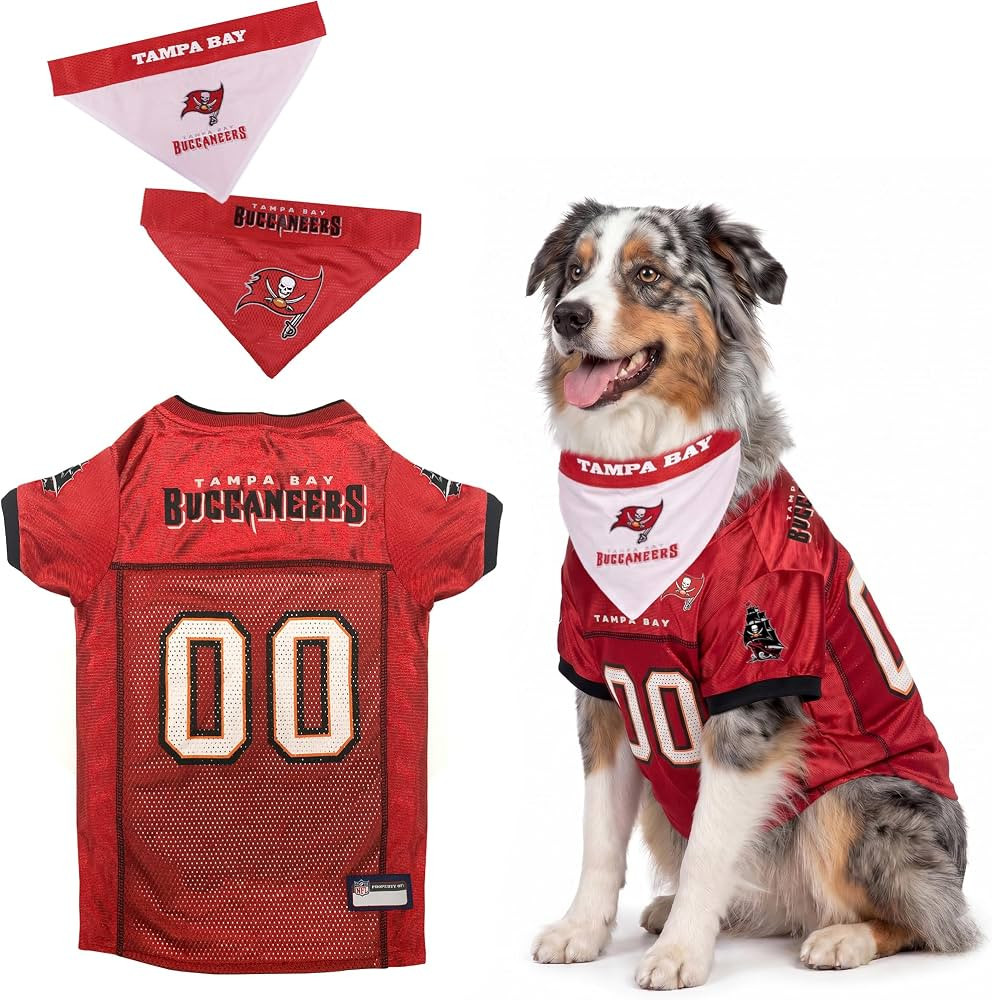 Pets First NFL Tampa Bay Buccaneers Dog Jersey with Coordinated Tie Bandana Included, Size Small ... | Amazon (US)