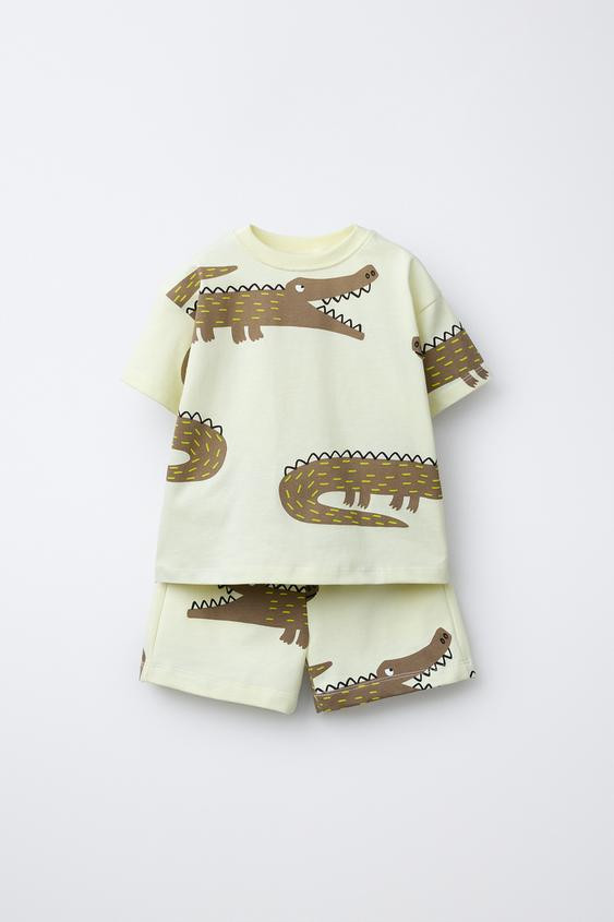 CROCODILE PRINT T-SHIRT AND BERMUDA SET | Zara US