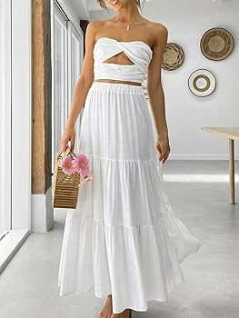 ANRABESS Women’s Summer Boho Flowy Swing Tiered A-Line Maxi Skirt 2025 Fashion Trendy Elastic W... | Amazon (US)