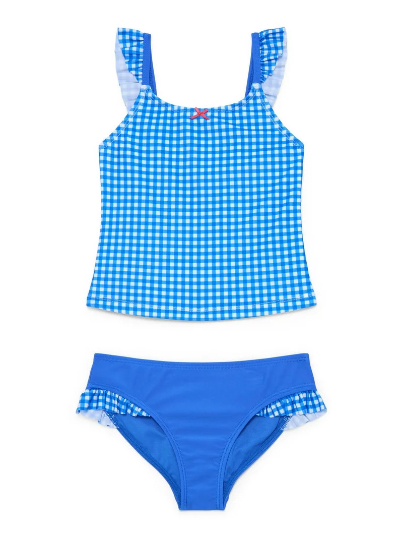 Wonder Nation Girls Ruffle Tankini Swimsuit, 2-Piece, Sizes 4-16 | Walmart (US)