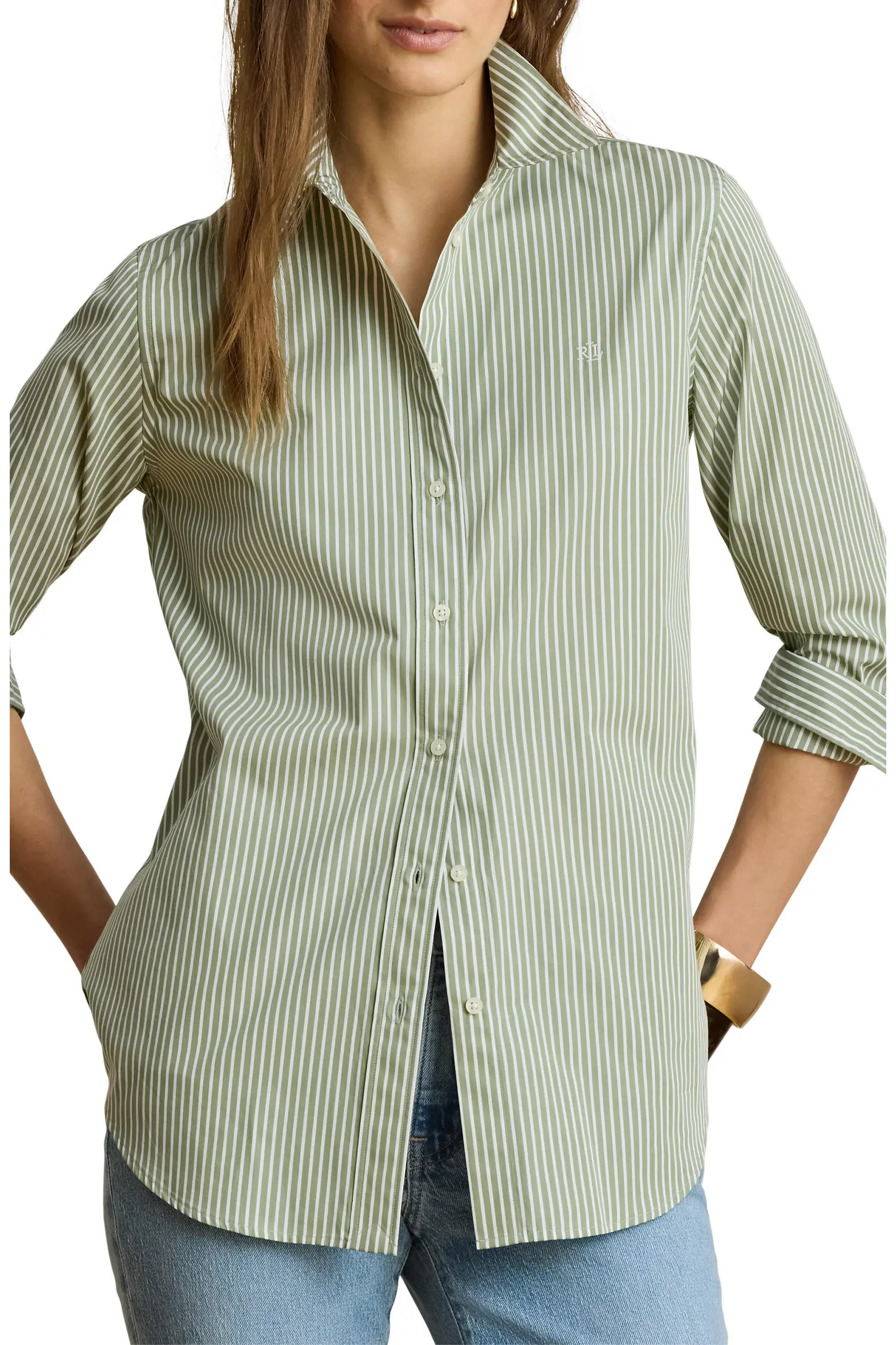 Classic Fit Stripe Cotton Broadcloth Button-Up Shirt (Women) | Nordstrom | Nordstrom
