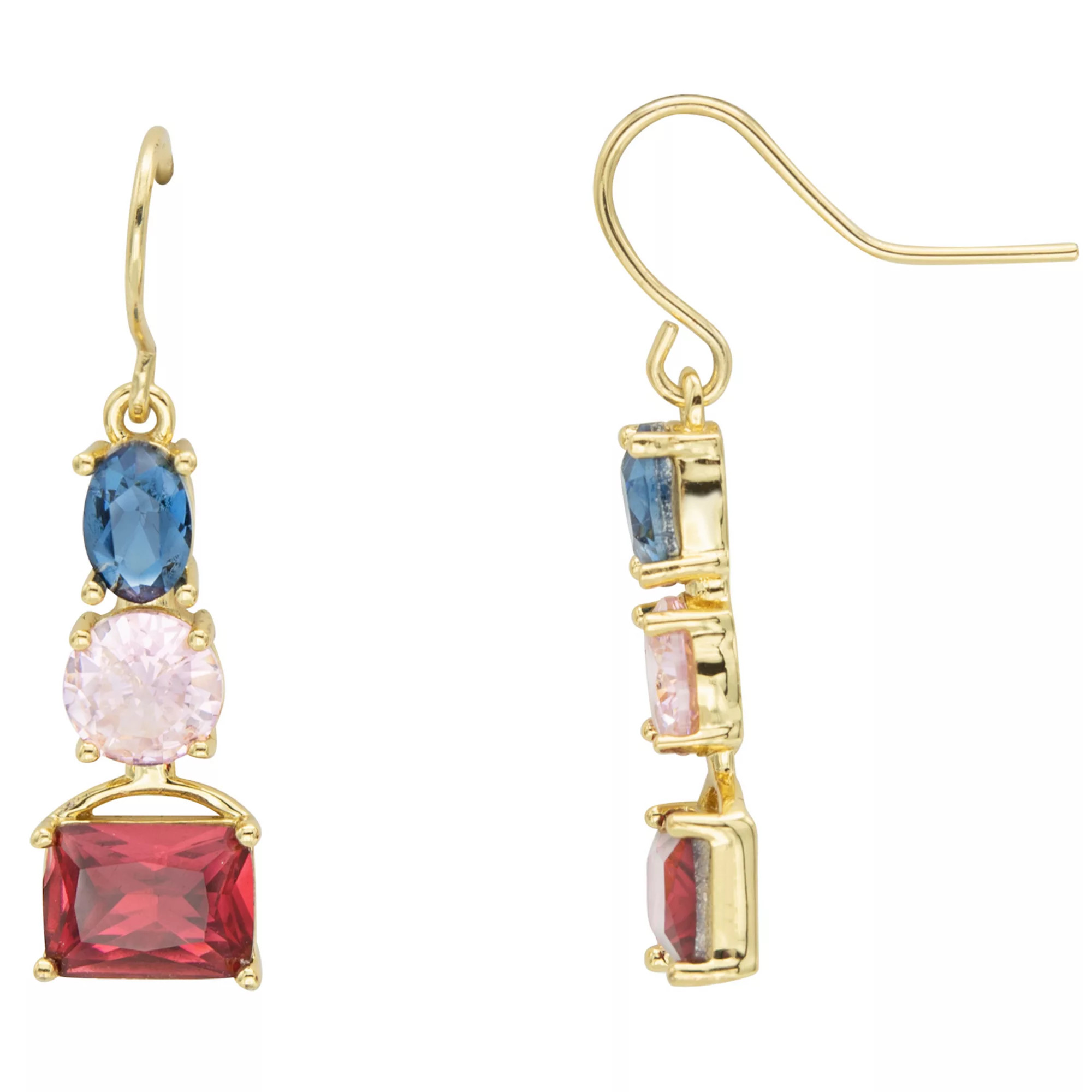 Brilliance Gold Tone Red, White, & Blue Crystal Drop Earrings | Kohl's