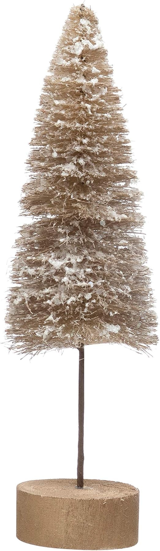 Creative Co-Op 3-1/2" Round x 11-3/4"H Sisal Bottle Brush Tree w/Faux Snow & Wood Base, Tan Color... | Amazon (US)