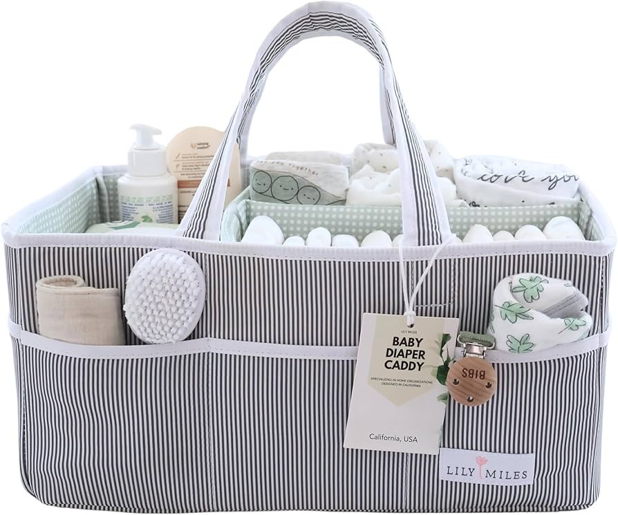Lily Miles Baby Diaper Caddy - Large Organizer Tote Bag for Baby essentials Boy or Girl - Baby Sh... | Amazon (US)