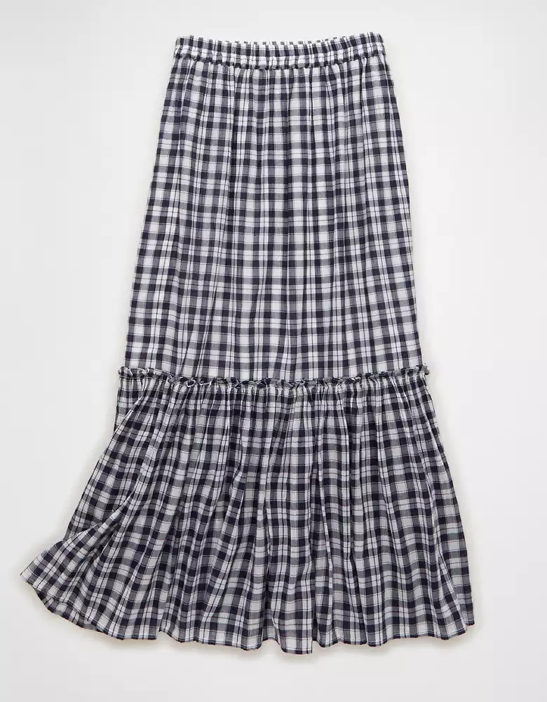 AE High-Waisted Gingham Maxi Skirt | American Eagle Outfitters (US & CA)