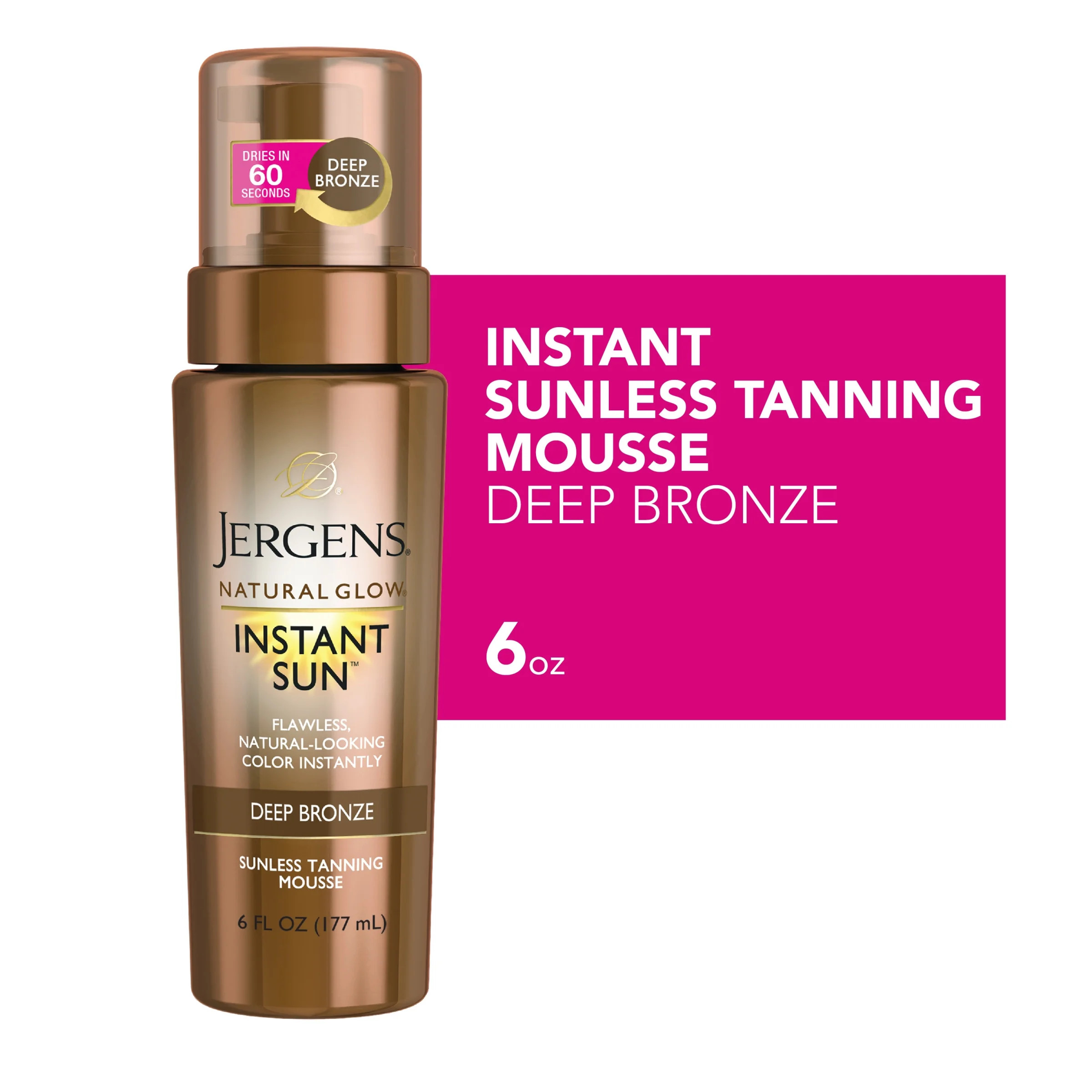 Jergens Natural Glow Instant Sun Sunless Tanning Mousse, Deep Bronze, 6 fl oz | Walmart (US)