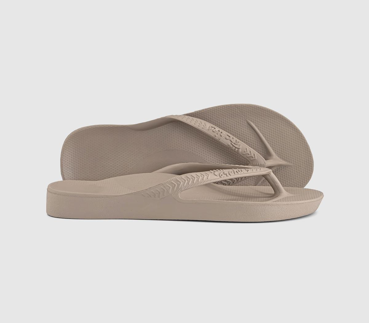 Archies Womens Flip Flops Taupe Natural, 4 | Office Shoes (UK)