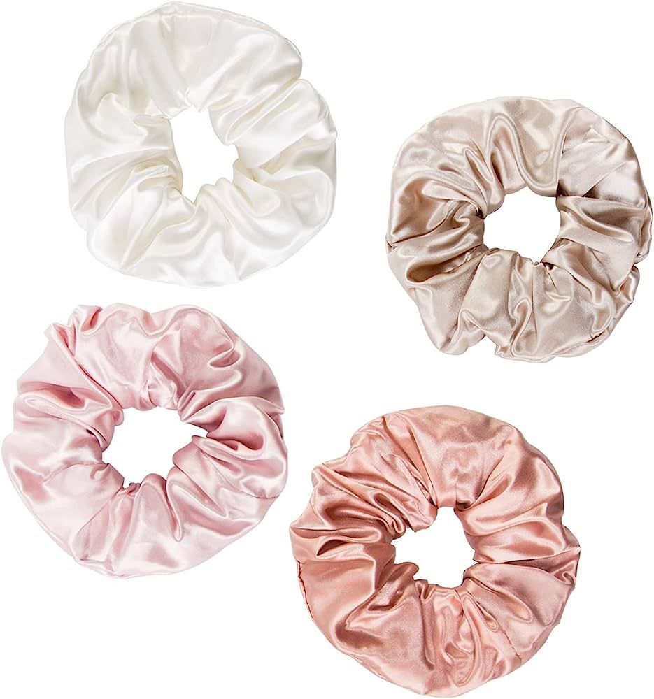4Pcs Silk Scrunchie Silk Hair Scrunchies Mulberry Large Silk Scrunchies for Women Big Silk Scrunc... | Amazon (US)