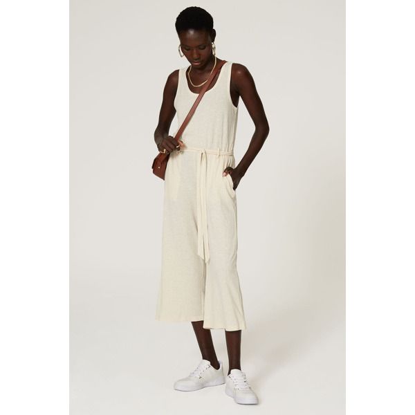 B Collection by Bobeau Oatmeal Devin Knit Jumpsuit cream | Rent the Runway