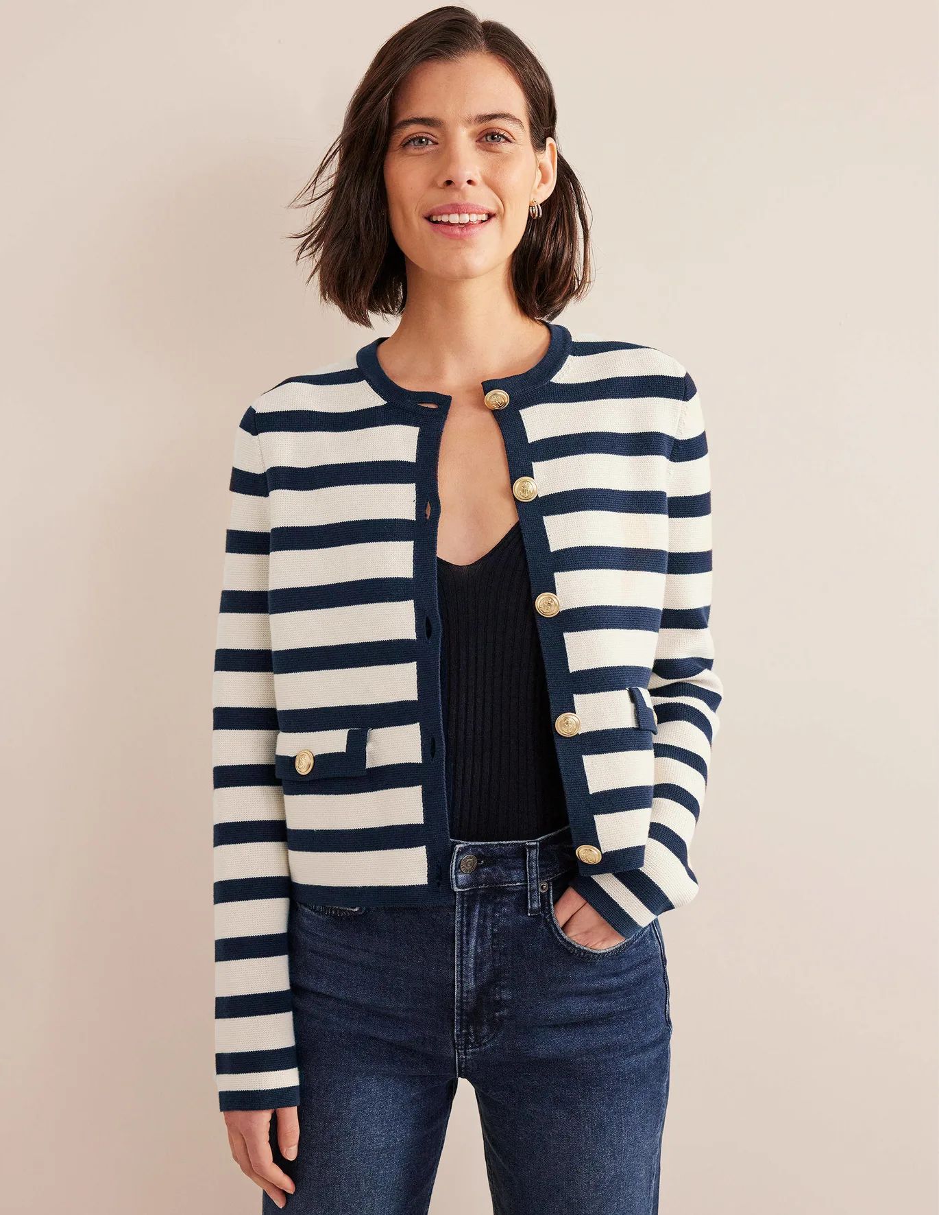 Striped Cotton Knitted Jacket | Boden (US)