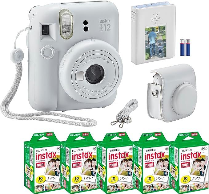 Fujifilm Instax Mini 12 Instant Camera Clay White MiniMate Accessory Bundle & Compatible Custom C... | Amazon (US)